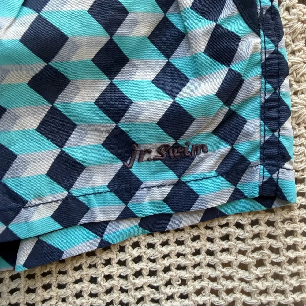 Jr. Swim Bathing Suit Trunks Shorts Blue Pattern Boys Toddler Size  4